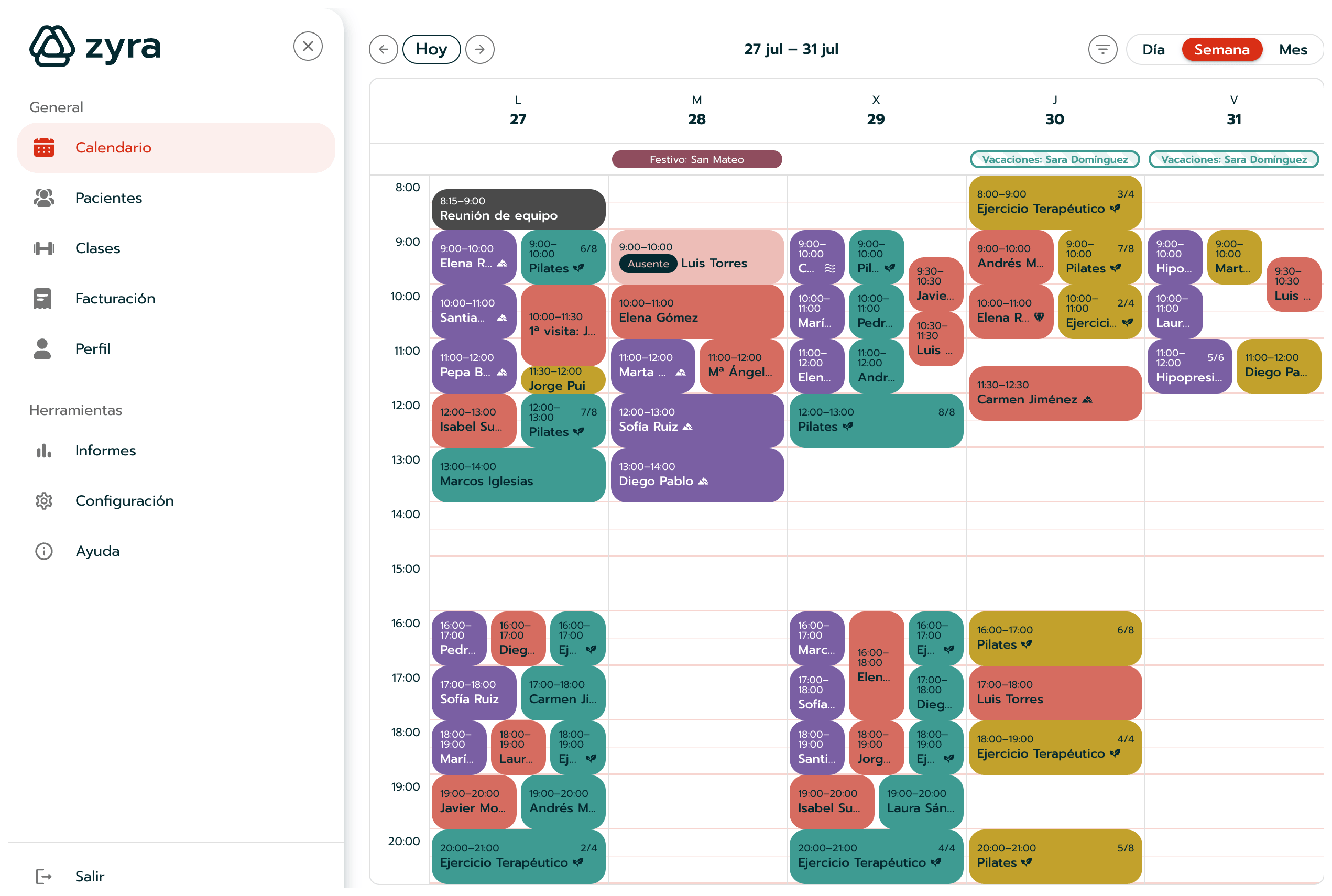 Agenda y ficha de paciente en Zyra
